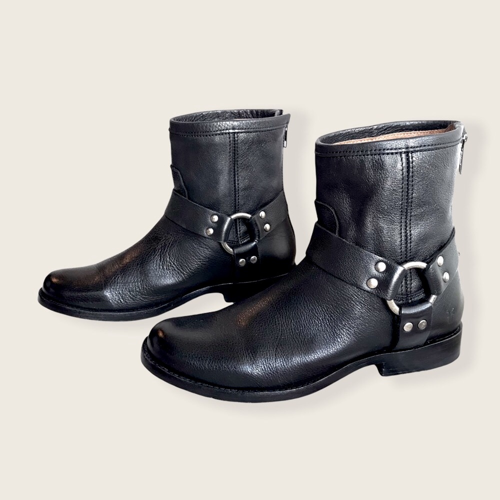 Frye Phillip Harness Short Leather Cute Ankle Boot - Picture 10 of 15